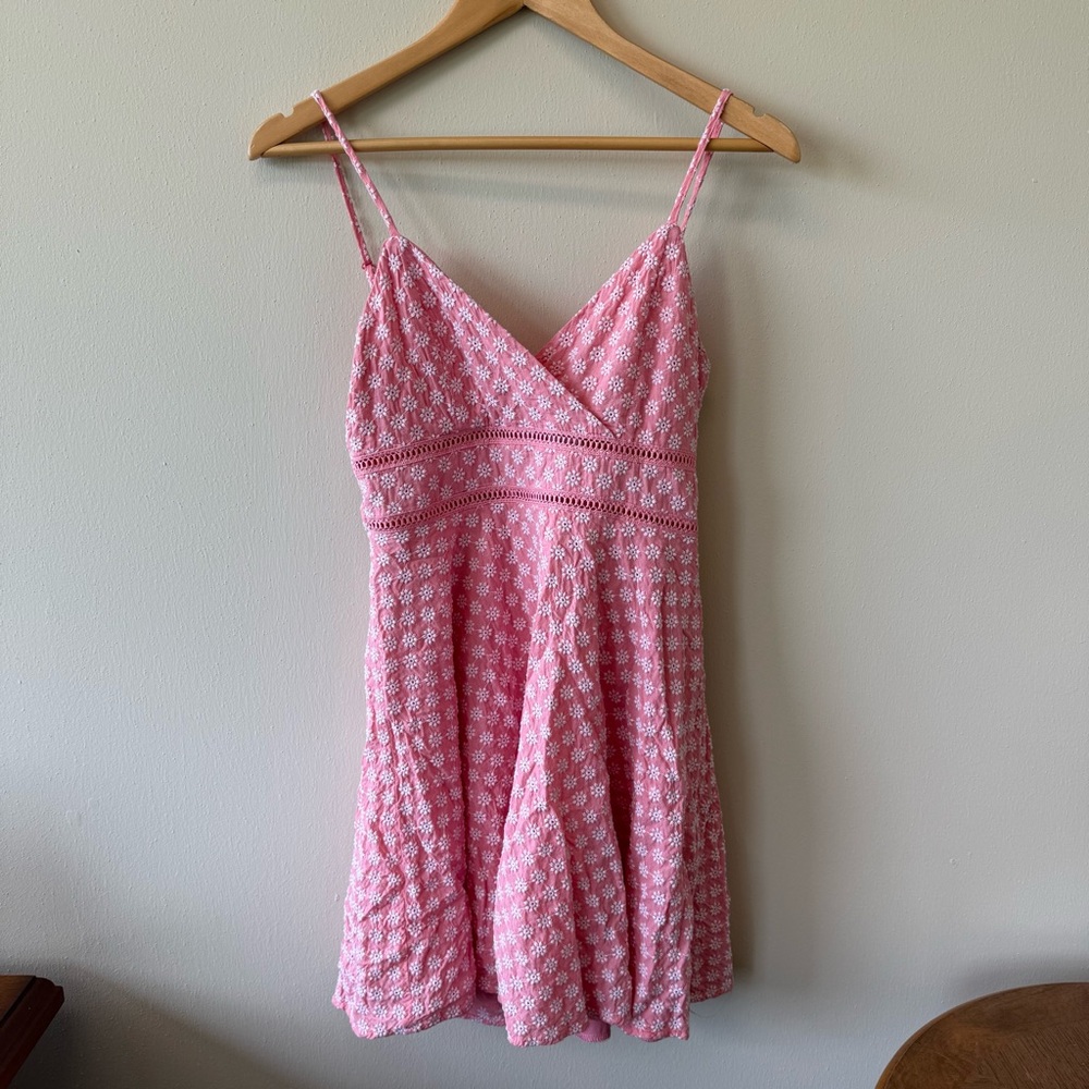 Jun & Ivy Pink Floral Embroidered Mini Dress